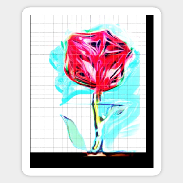 Rose on the Grid Flor Sticker by TriForceDesign